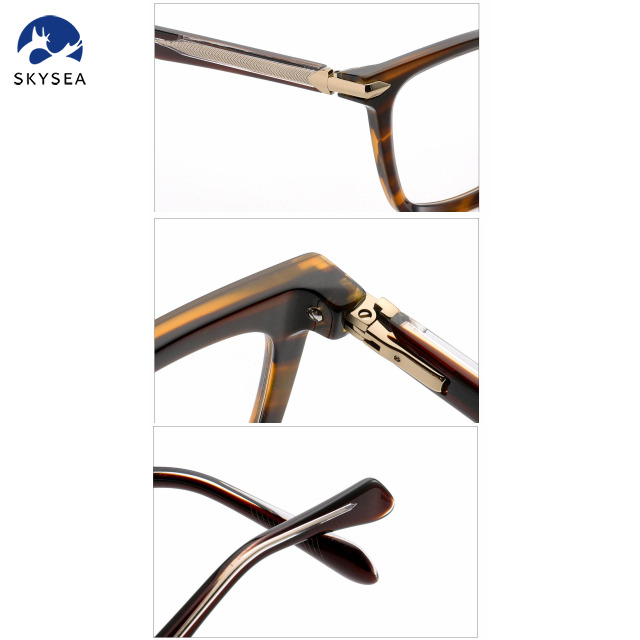 High Quality Acetate Frame Metal Temple Women Men Optical Glasses Eyewear