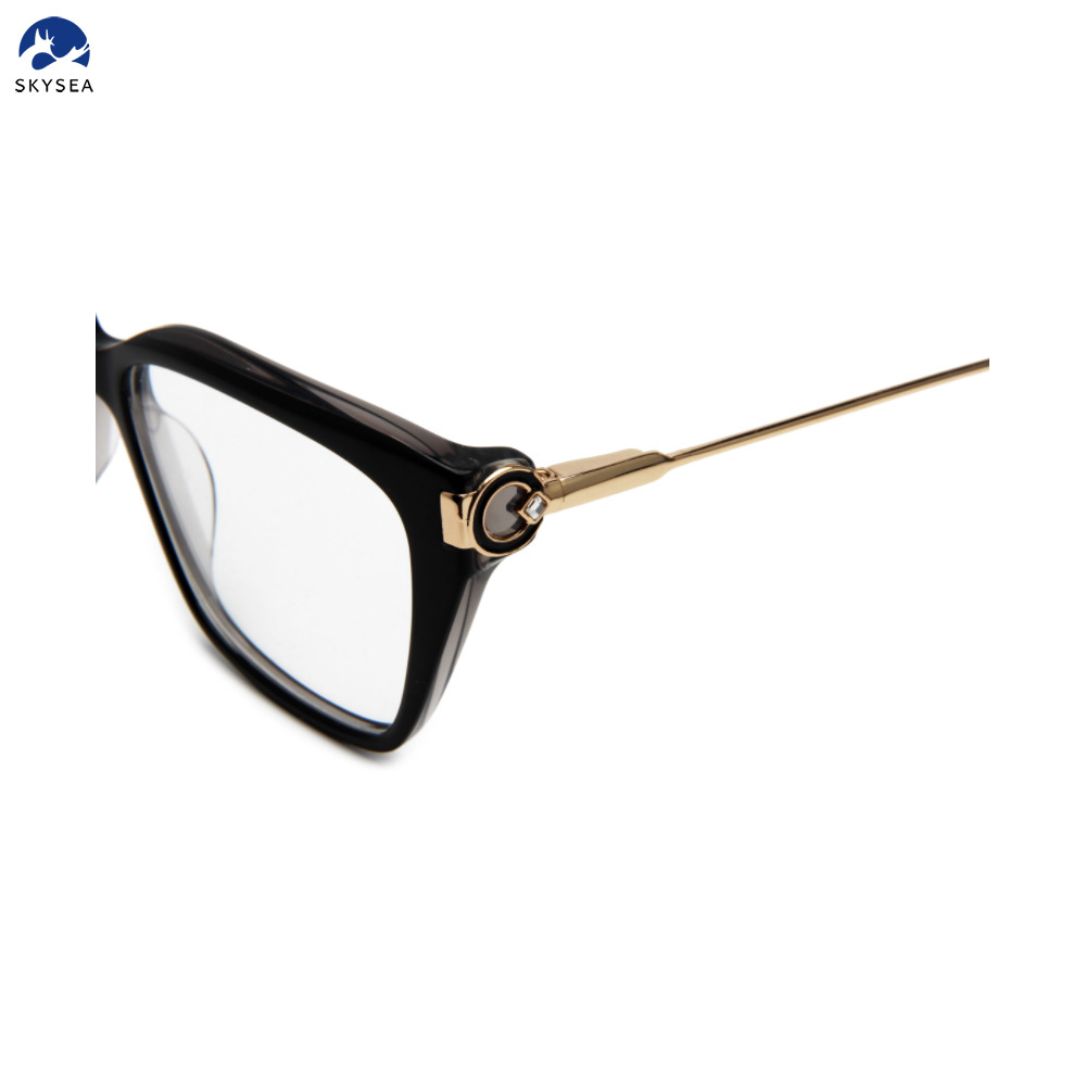 Fashion Newly Acetate Frame Metal Temple Eyeglasses Pile Head Heart Shaped Petals Decoration Design High Quality Wholesale