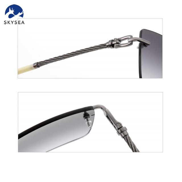2025 Custom Logo Luxury Men Women Rimless Diamond Cutting Photochromic Color Sunglasses