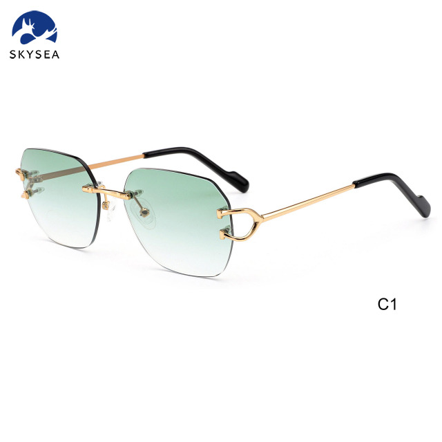 Designer Luxury Vintage Retro Sun Glasses Shades Frameless Rimless Radiant Cut Lab Grown Diamond Sunglasses at Best Prices