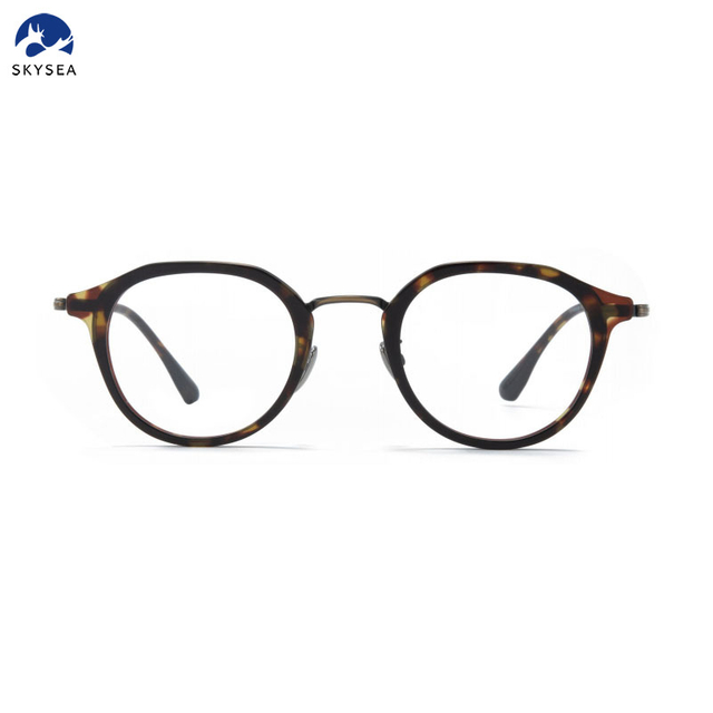 Wholesale Titanium Round Retro Design Acetate Eyeglasses Frame for Optical Eye Glasses Eyewear Glasses 