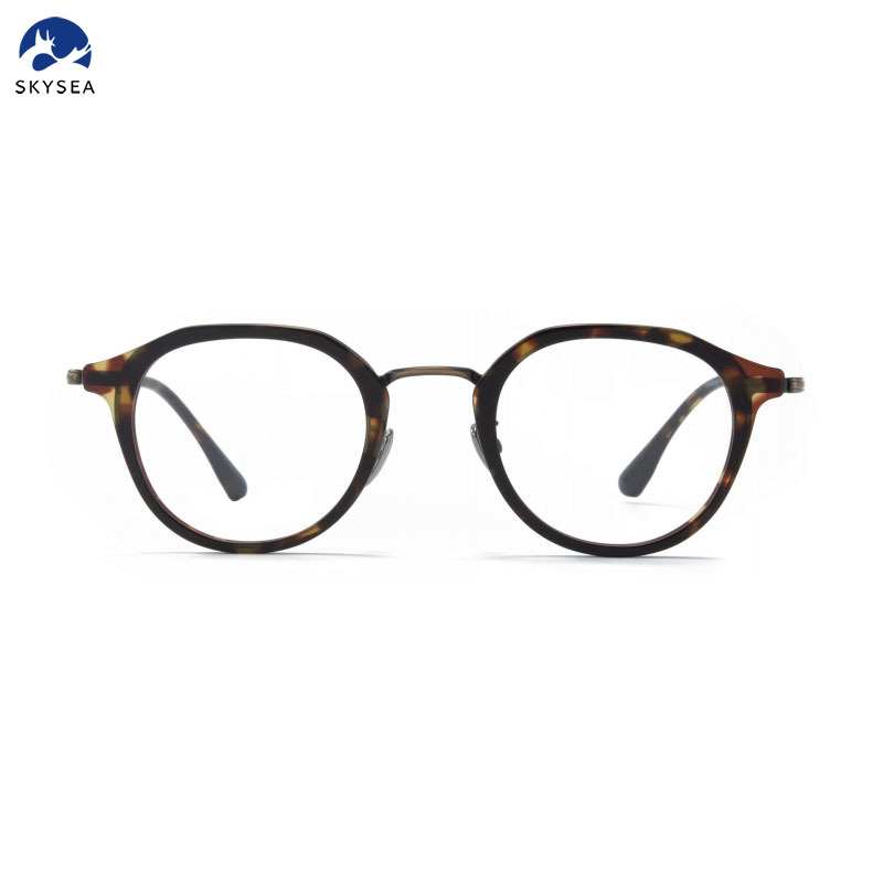 Wholesale Titanium Round Retro Design Acetate Eyeglasses Frame for Optical Eye Glasses Eyewear Glasses 