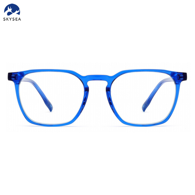 Men's Women's Blue Acetate Square Optical Glasses Frames Fashion Eyeglasses Frames