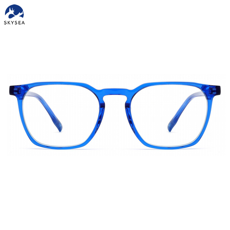 Men's Women's Blue Acetate Square Optical Glasses Frames Fashion Eyeglasses Frames