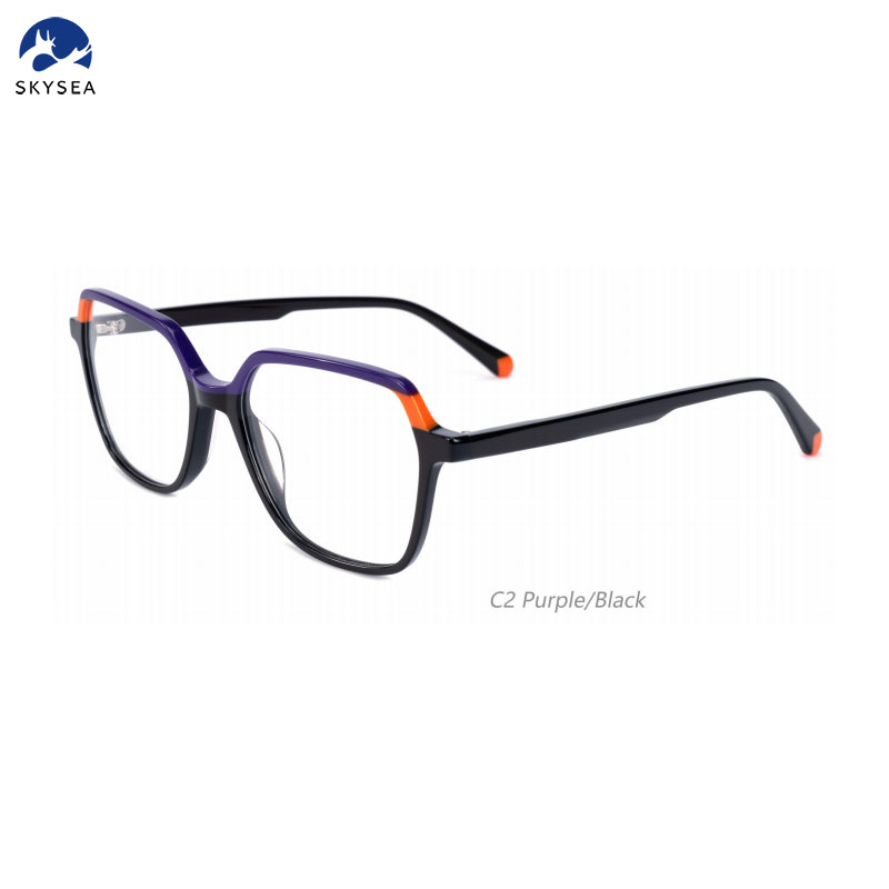Daily Wear Optical Eyeglasses with Laminated Acetate Material Fashion Blue Frame Round Shape