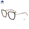 Trending Custom Logo Women Men Optical Glasses Eyewear Acetate Frame Metal Temple