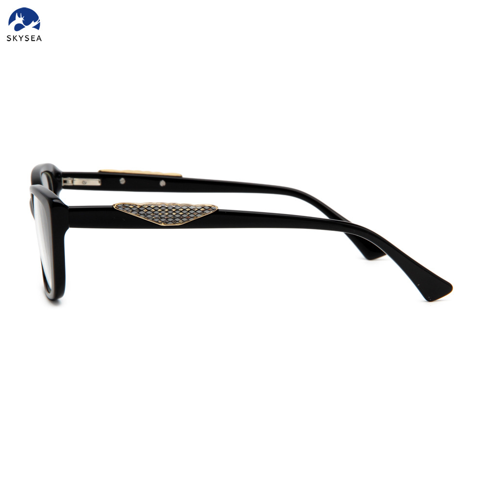 New Customized Logo Wholesale Eyeglasses Frames High Quality Acetate Black Glasses Luxury Fashion Square Glasses