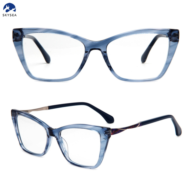 Manufacturer's Stylish Classic Acetate Eyeglasses Frame Fashionable Print Design Universal Adult Eyewear