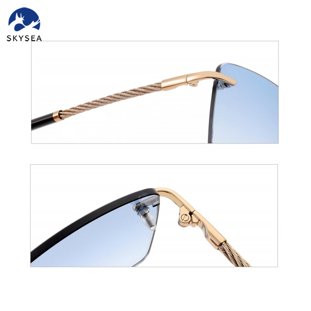 Rimless Sunglasses with Gold Metal Frame High Quality Diamond Fashionable Sun Glasses for Travel And Driving Luxury