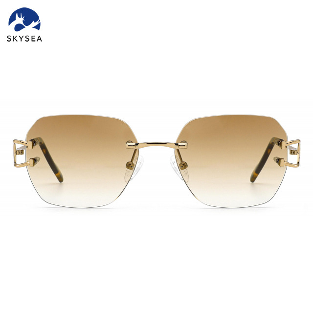 Designer Luxury Vintage Retro Sun Glasses Shades Frameless Rimless Radiant Cut Lab Grown Diamond Sunglasses at Best Prices