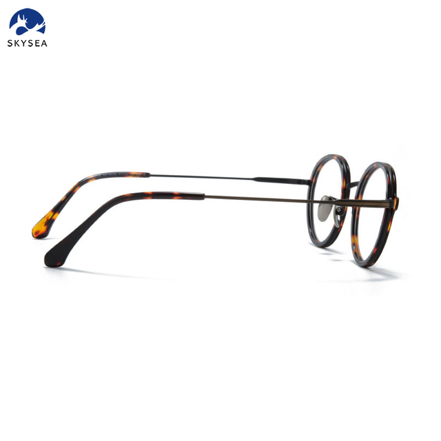 Titanium Acetate Eyeglasses Frame for Optical Eye Glasses Round Retro Design Eyewear Glasses