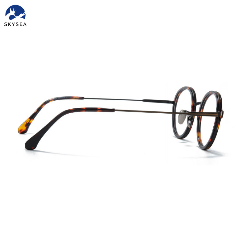 Titanium Acetate Eyeglasses Frame for Optical Eye Glasses Round Retro Design Eyewear Glasses