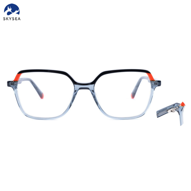 Daily Wear Optical Eyeglasses with Laminated Acetate Material Fashion Blue Frame Round Shape