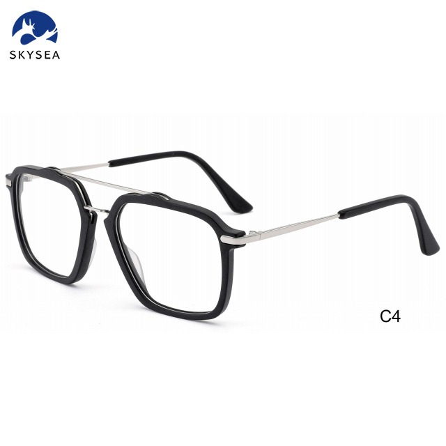 High Quality Plastic Metal Glasses Acetate Optical Metal Temple