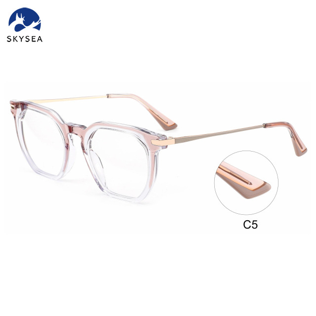 High Quality Acetate Optical Frames Blue Clear Front Metal Temple Diamond Reading Men Women's Fashion