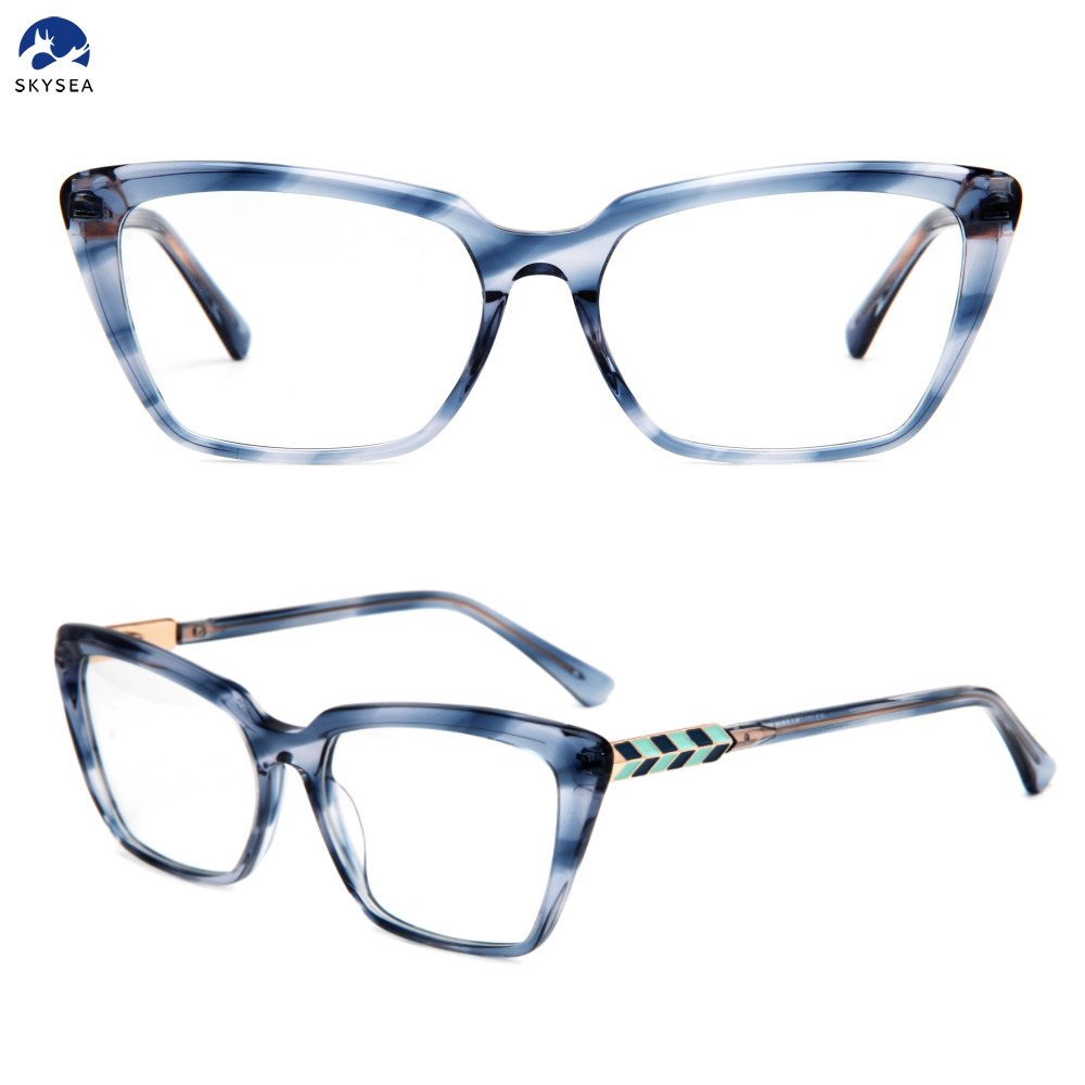 High Quality Cat Eye Eyeglasses Frames Multi-Color Print Optical Acetate Glasses Pectacle Optical