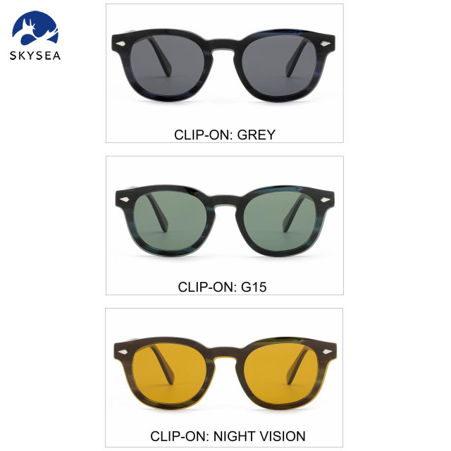 Polarized Clip on Sunglasses Magnetic Clip-On Sun Glasses Acetate Frames Suction Sleeve Myopia Glasses Frame