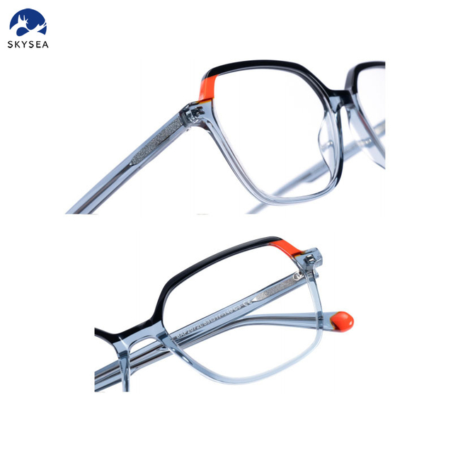 Daily Wear Optical Eyeglasses with Laminated Acetate Material Fashion Blue Frame Round Shape