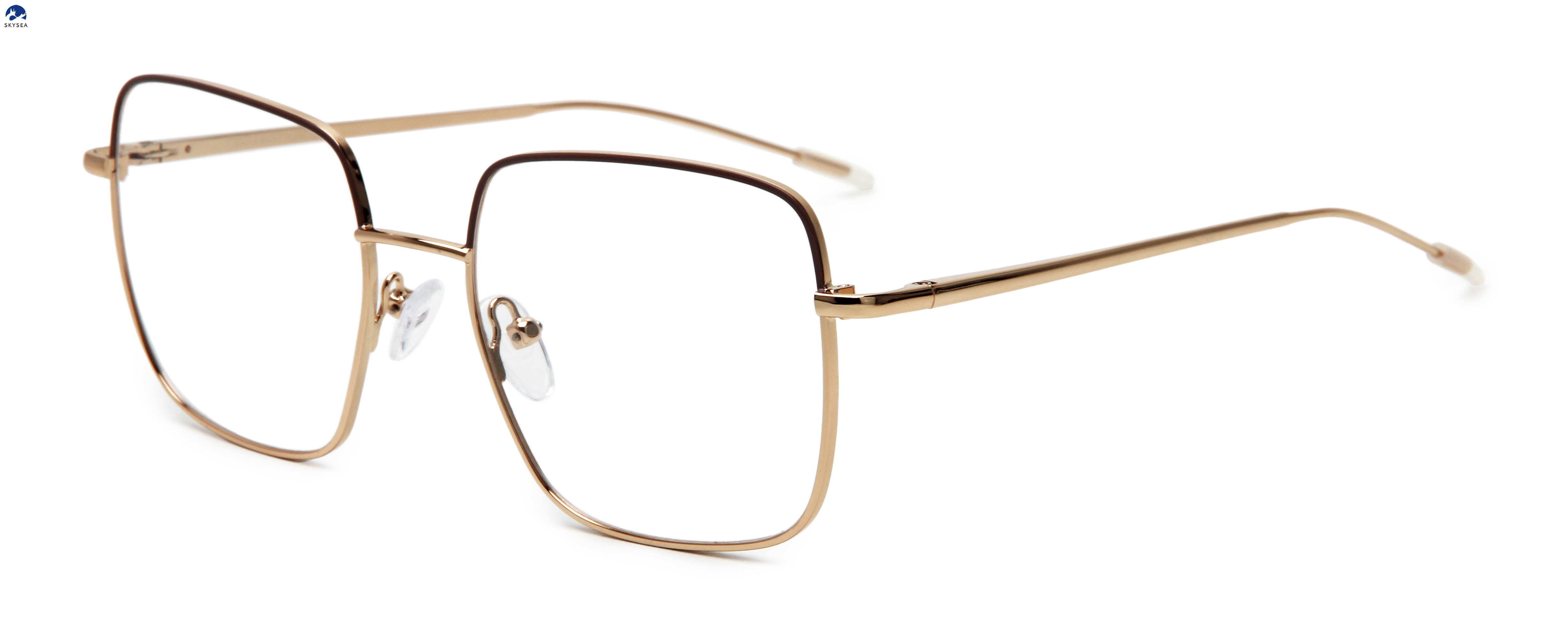 Spectacle Square Metal Glasses Women Custom Logo Optical Frame Metal Eyeglasses Frames