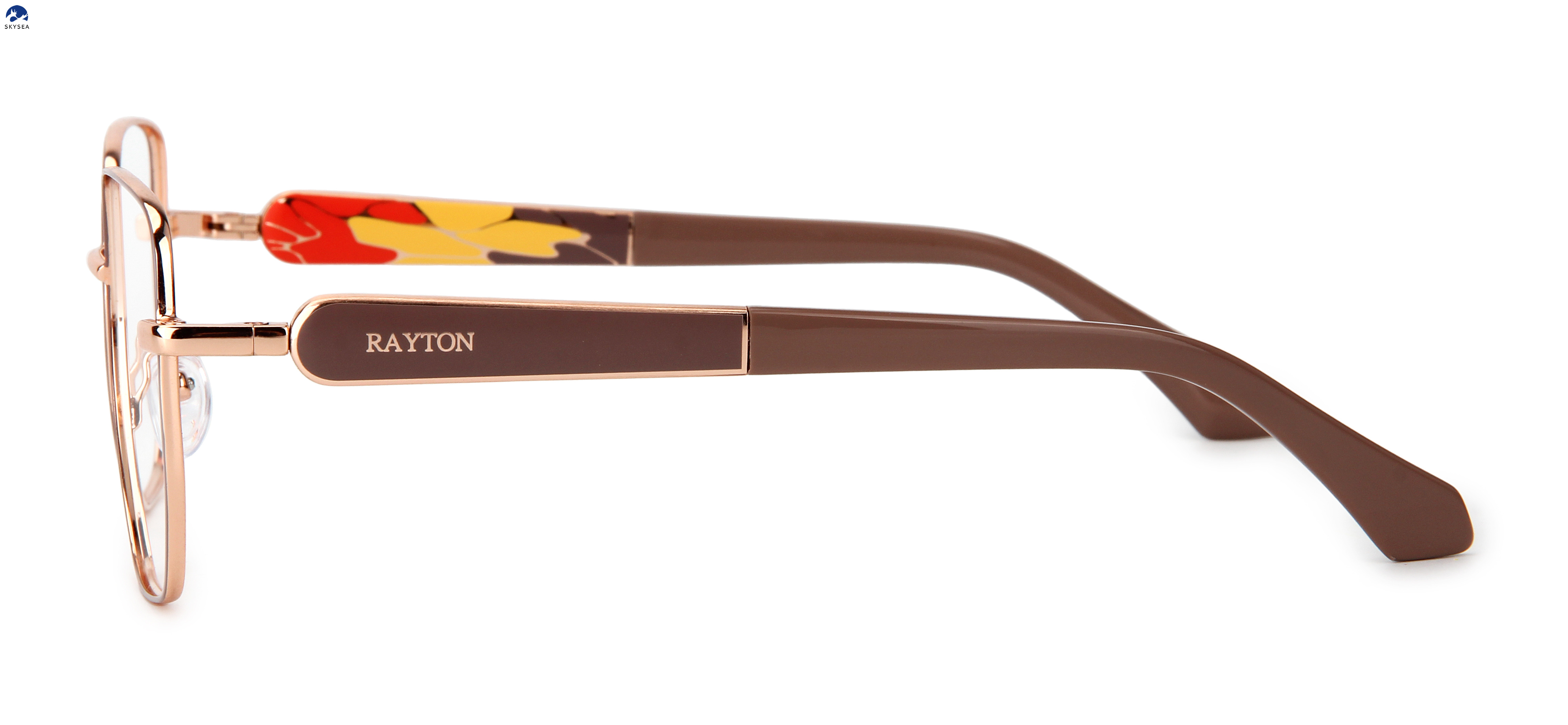 REVOLEV Patent Design 2-Side Rotatable Temple Eyeglasses, Women Polygon Metal Optical Prescription Glasses Frame
