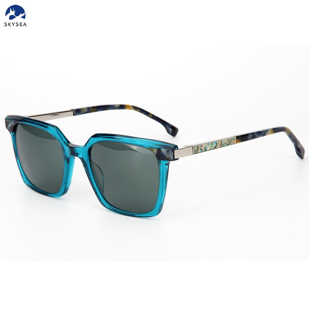 Metal Twist Rotating Temples Chunky Square Sunglasses Acetate Frame UV400 Tinted Lens Mens Trendy Outdoor Eyewear