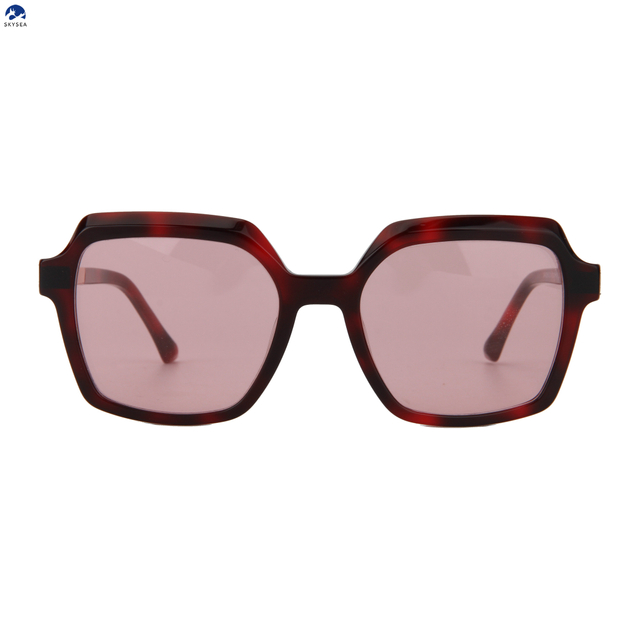 Oversized Square Sunglasses Metal Rotating Temples Acetate Frame UV400 Gradient Lens Trendy Women Luxury Sun Glasses
