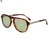 Retro Double Bridge Sunglasses Foldable Metal Swivel Temples Acetate Frame UV400 Gradient Lens Mens Pilot Eyewear