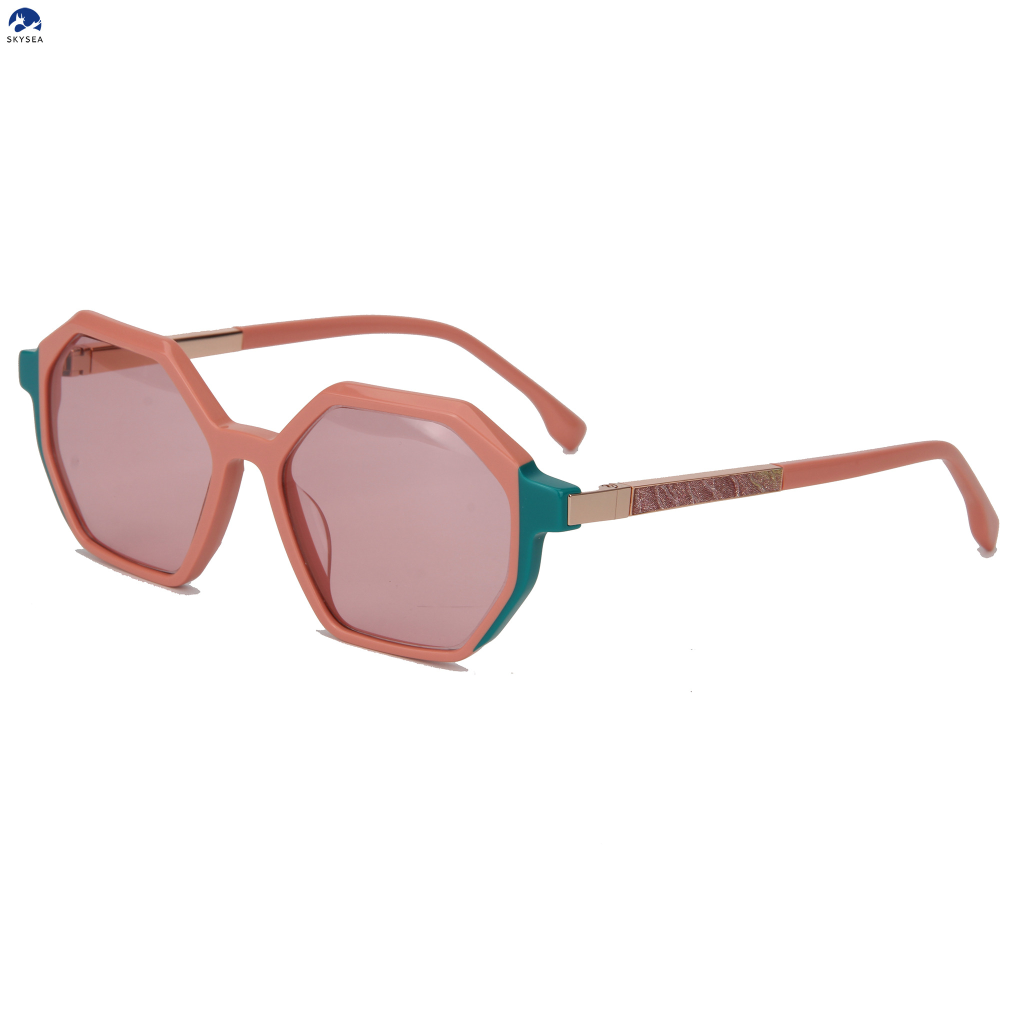 Metal Twist Rotating Temples Chunky Square Sunglasses Acetate Frame UV400 Tinted Lens Mens Trendy Outdoor Eyewear
