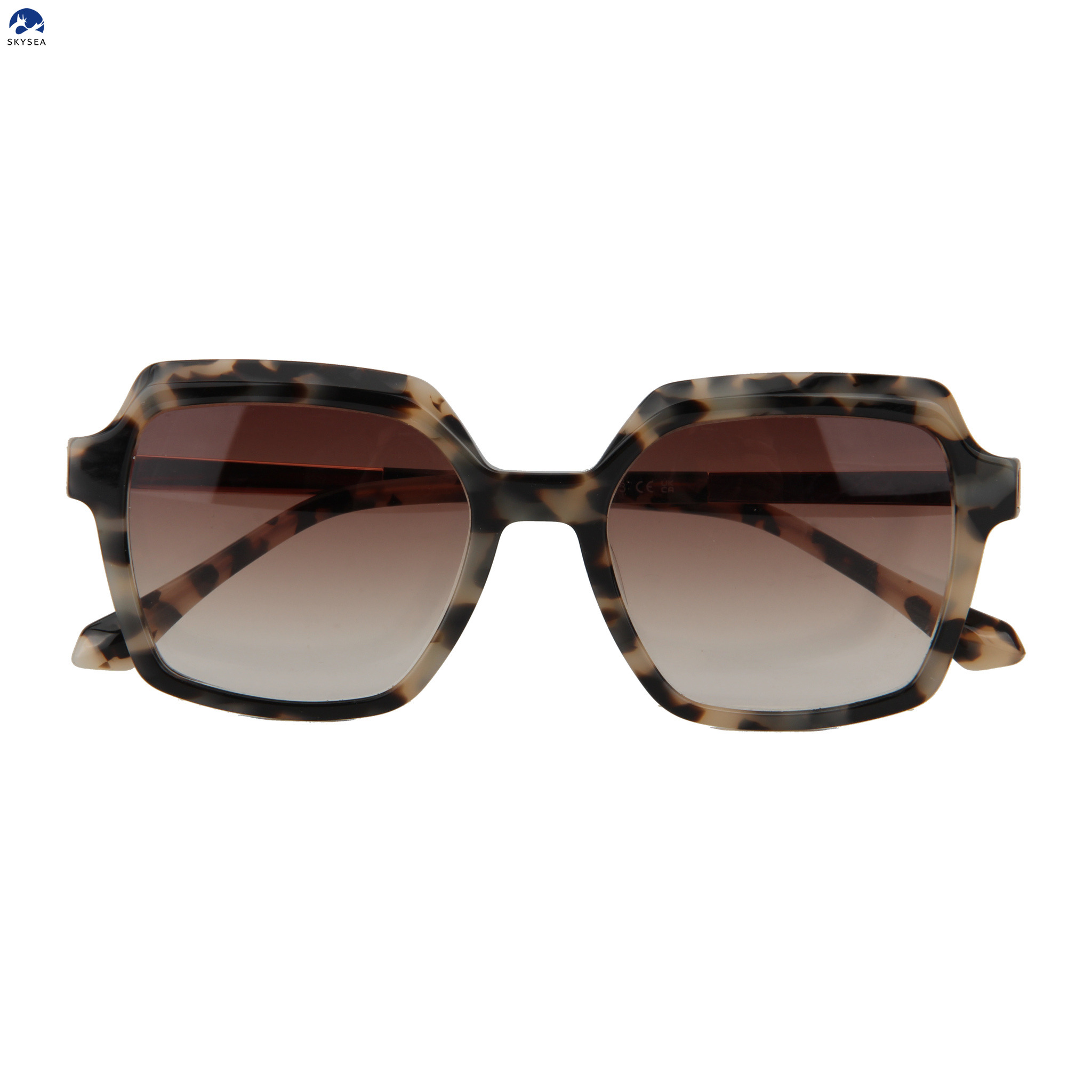 Oversized Square Sunglasses Metal Rotating Temples Acetate Frame UV400 Gradient Lens Trendy Women Luxury Sun Glasses