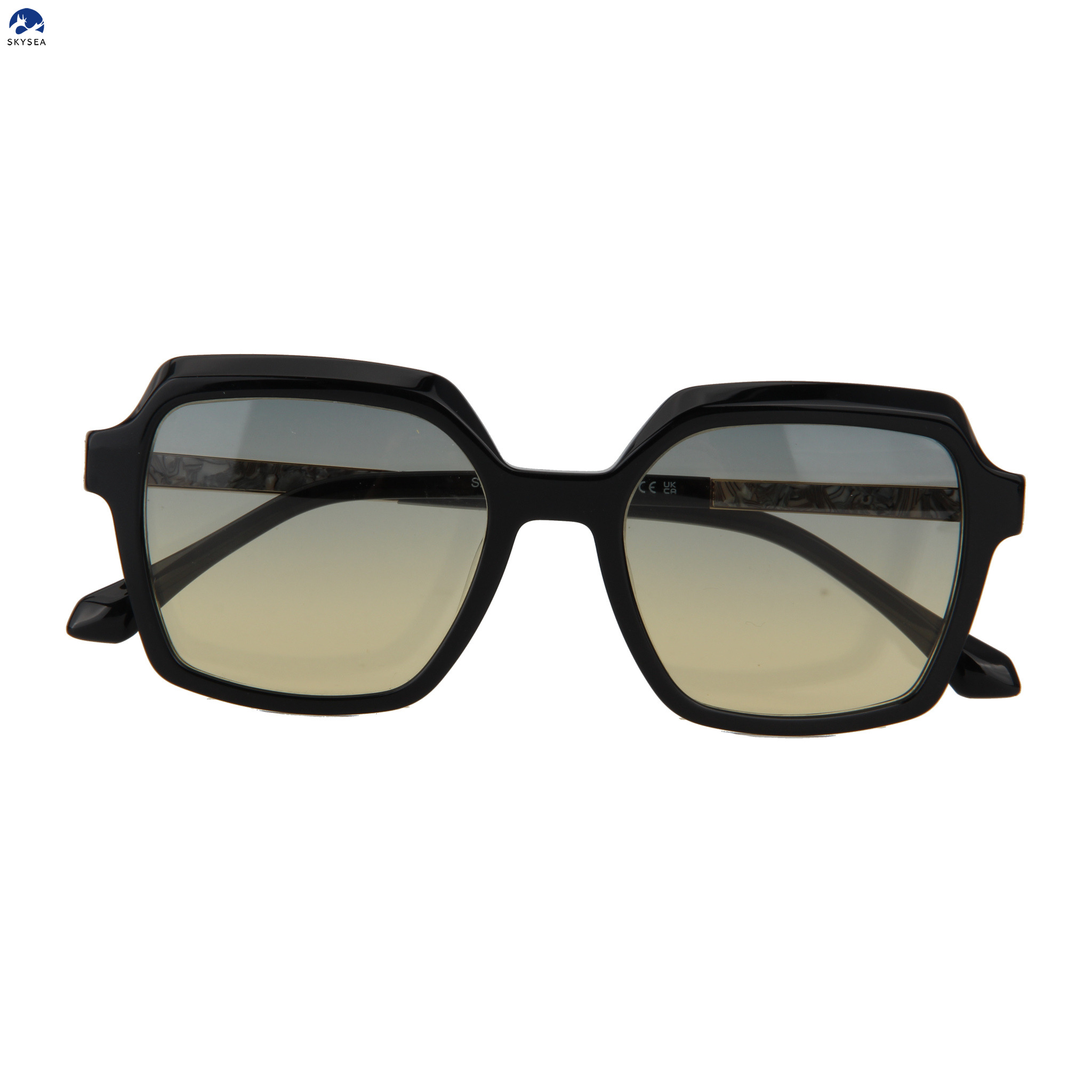 Oversized Square Sunglasses Metal Rotating Temples Acetate Frame UV400 Gradient Lens Trendy Women Luxury Sun Glasses