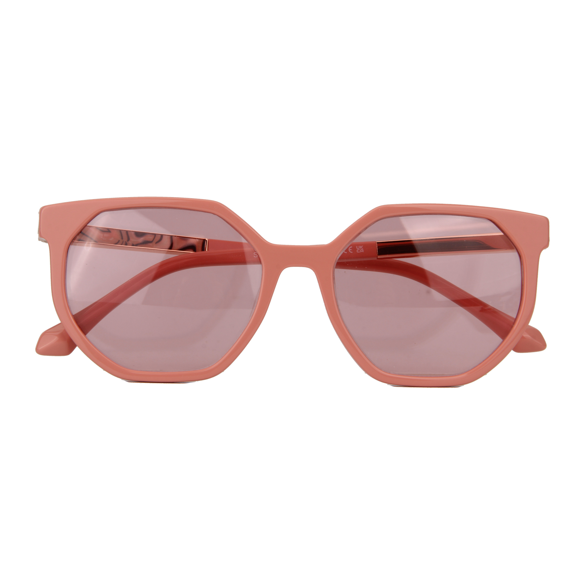 Rotating Temples Geometric Polygon Sunglasses Peach Tinted Lens UV400 Women Trendy Luxury Shades Custom Logo