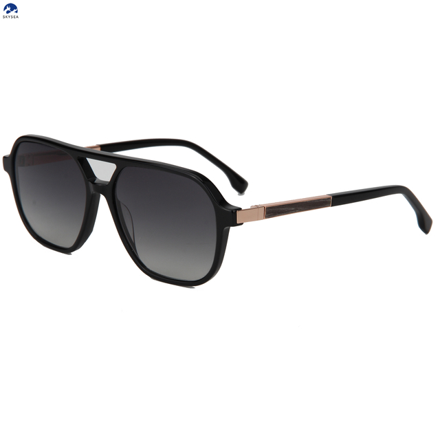 Double Bridge Pilot Sunglasses Metal Rotating Temples Acetate Frame UV400 Gradient Lens Trendy Men Luxury Sun Glasses