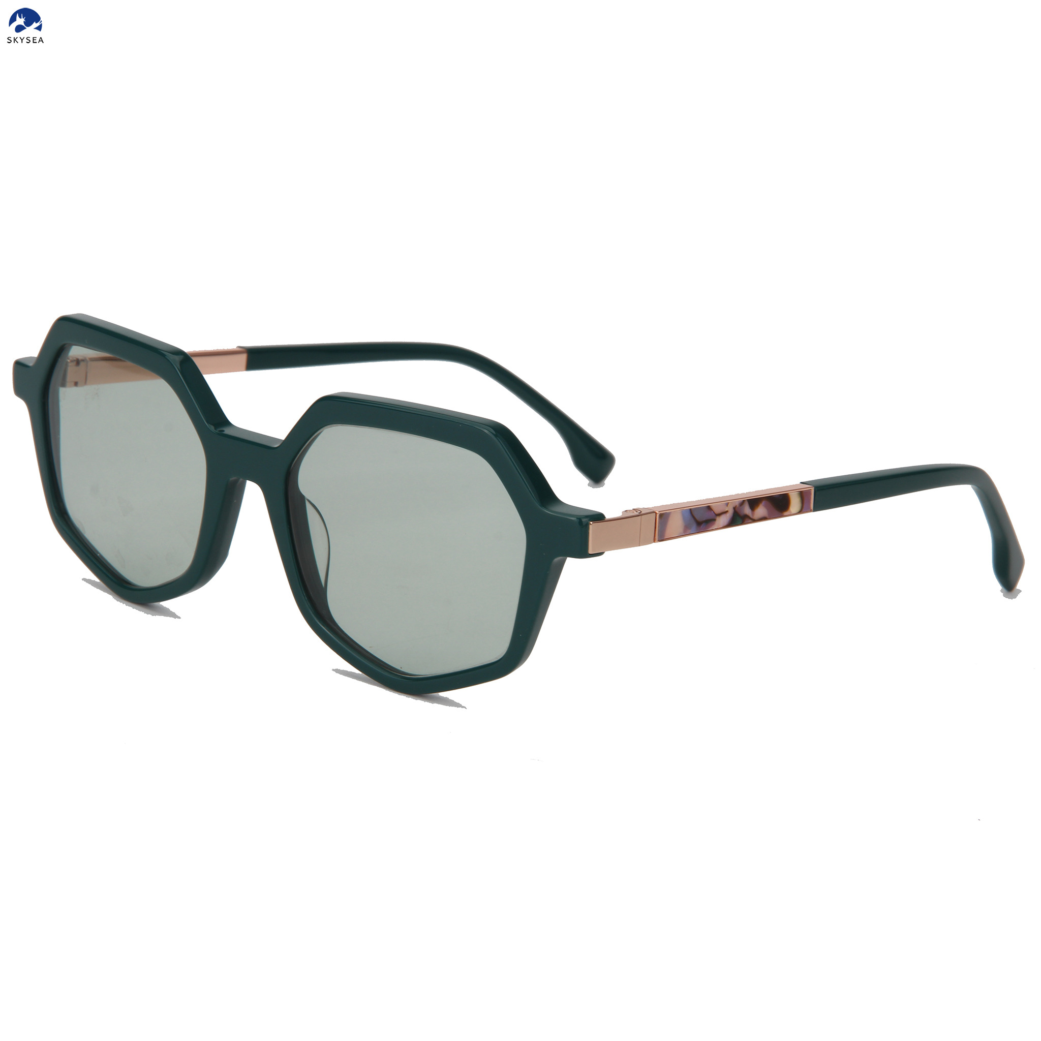 Metal Twist Rotating Temples Geometric Polygon Sunglasses Acetate Frame UV400 Gradient Lens Oversized Designer Shades