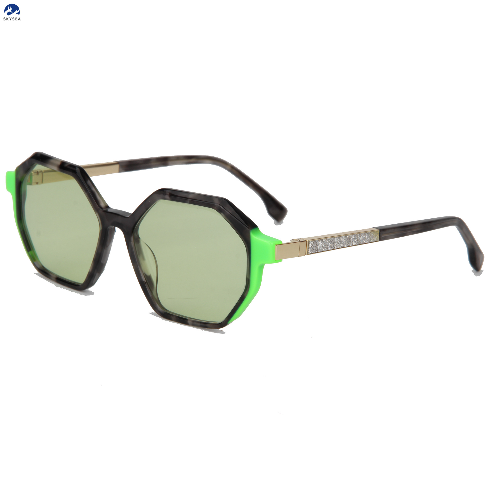 Metal Twist Rotating Temples Chunky Square Sunglasses Acetate Frame UV400 Tinted Lens Mens Trendy Outdoor Eyewear