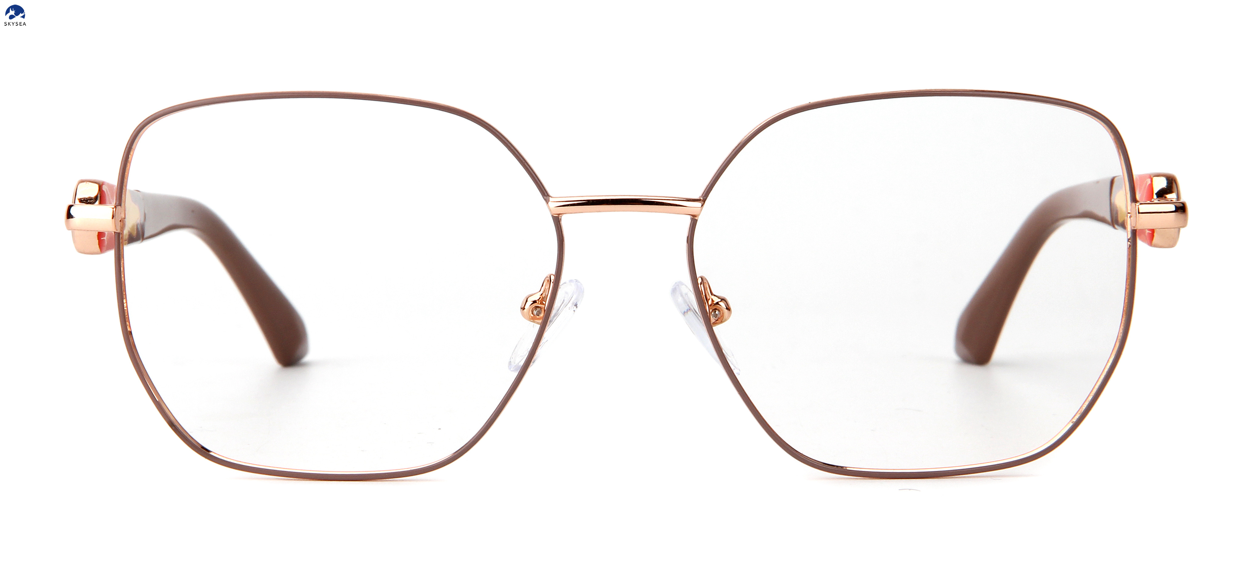 REVOLEV Patent Design 2-Side Rotatable Temple Eyeglasses, Women Polygon Metal Optical Prescription Glasses Frame